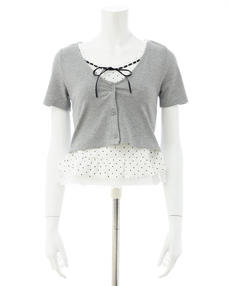 INGNI（イング） キャミドットカーデレイヤードトップス ｸﾞﾚｰ