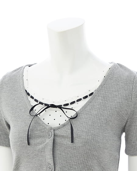 INGNI（イング） キャミドットカーデレイヤードトップス ｸﾞﾚｰ