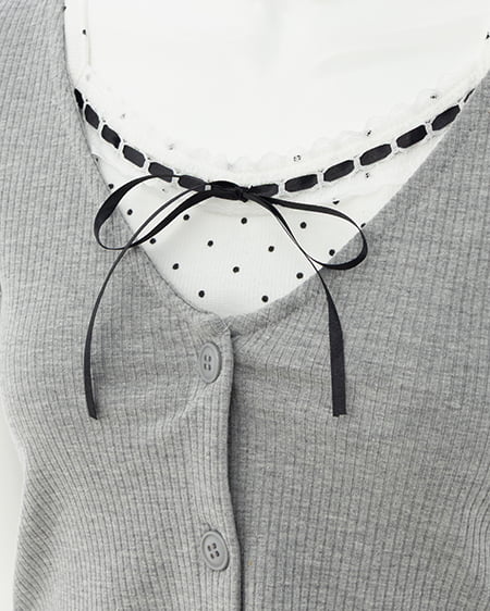 INGNI（イング） キャミドットカーデレイヤードトップス ｸﾞﾚｰ