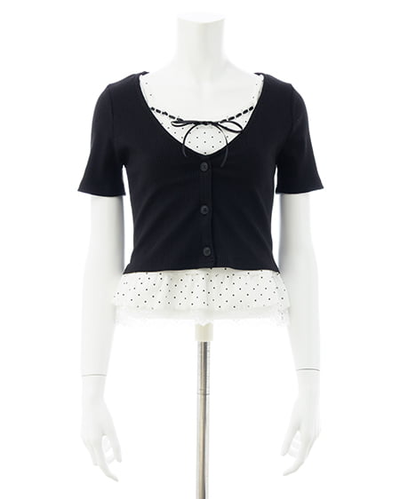 INGNI（イング） キャミドットカーデレイヤードトップス ｸﾛ