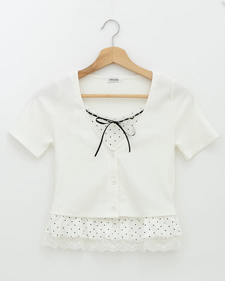 キャミドットカーデレイヤードトップス