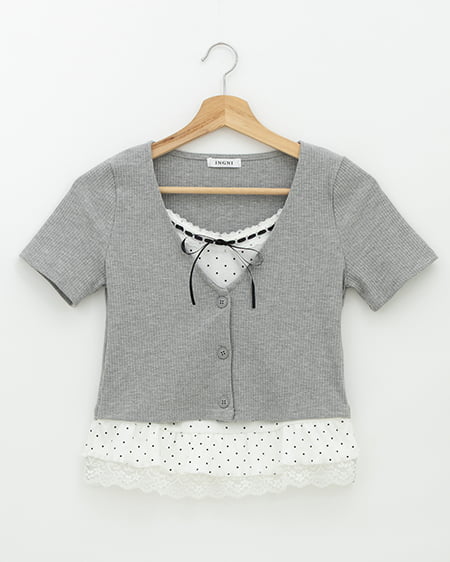 キャミドットカーデレイヤードトップス