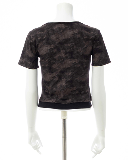 INGNI（イング） キャミレイヤード風リブレースアップトップス ｸﾛﾑﾗ/ｸﾛ