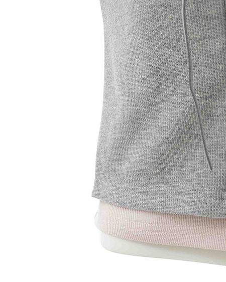 INGNI（イング） キャミレイヤード風リブレースアップトップス ｸﾞﾚｰ/ﾋﾟﾝｸ