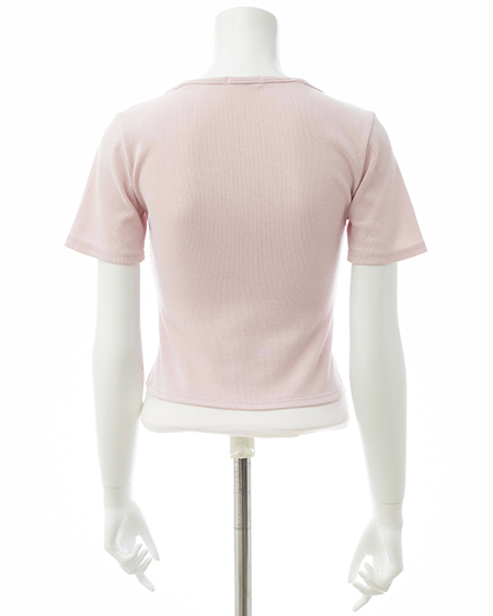 INGNI（イング） キャミレイヤード風リブレースアップトップス ﾋﾟﾝｸ/ｵﾌﾎﾜｲﾄ