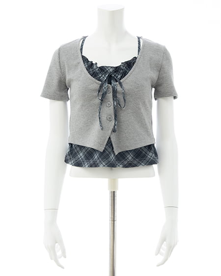 INGNI（イング） レイヤードカーデトップス ｸﾞﾚｰ/ｸﾞﾚｰ