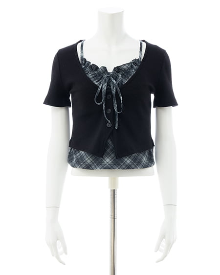 INGNI（イング） レイヤードカーデトップス ｸﾛ/ｸﾞﾚｰ