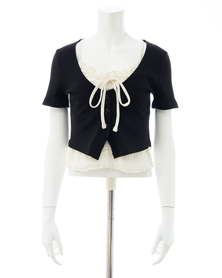 INGNI（イング） レイヤードカーデトップス ｸﾛ/ﾚｰｽ