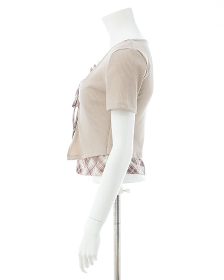 INGNI（イング） レイヤードカーデトップス ﾍﾞｰｼﾞｭ/ﾌﾞﾗｳﾝ