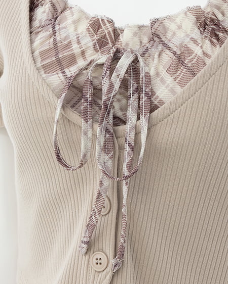 INGNI（イング） レイヤードカーデトップス ﾍﾞｰｼﾞｭ/ﾌﾞﾗｳﾝ