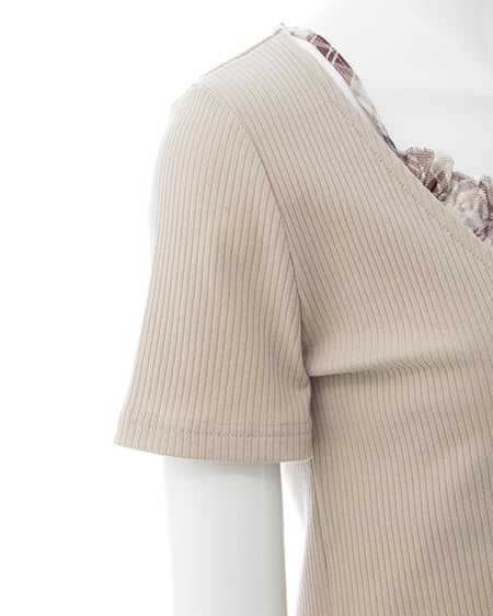 INGNI（イング） レイヤードカーデトップス ﾍﾞｰｼﾞｭ/ﾌﾞﾗｳﾝ