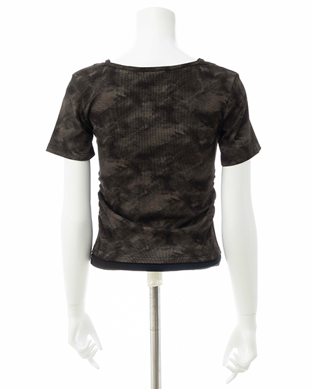 INGNI（イング） ムラ染めヘンリーネックレイヤード胸クロストップス ｸﾛ