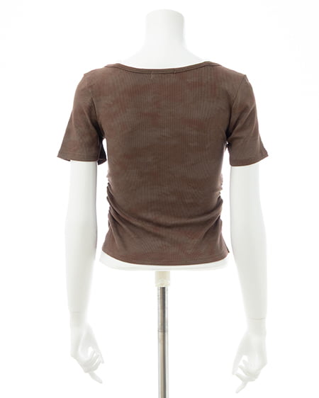 INGNI(イング) ムラ染めヘンリーネックレイヤード胸ロゴトップス ブラウン