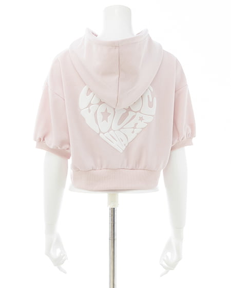 INGNI（イング） バックハートラメスウェットショートジップパーカー ﾗｲﾄﾋﾟﾝｸ/ｵﾌﾎﾜｲﾄ