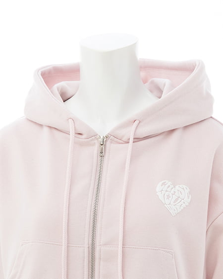 INGNI（イング） バックハートラメスウェットショートジップパーカー ﾗｲﾄﾋﾟﾝｸ/ｵﾌﾎﾜｲﾄ