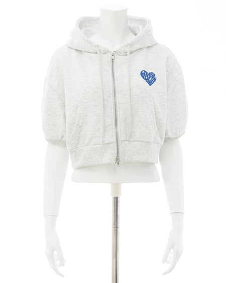 INGNI（イング） バックハートラメスウェットショートジップパーカー ｵｰﾄﾐｰﾙ/ﾌﾞﾙｰ