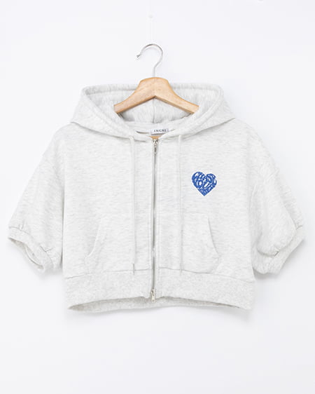 バックハートラメスウェットショートジップパーカー