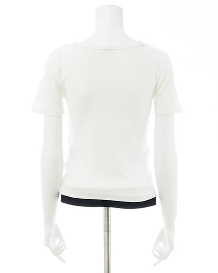 INGNI（イング） スタッズ付レイヤードリブロゴトップス ｵﾌﾎﾜｲﾄ/ｸﾛ