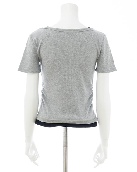 INGNI（イング） スタッズ付レイヤードリブロゴトップス ｸﾞﾚｰ/ｸﾛ