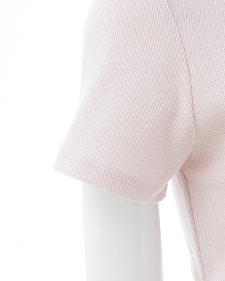 INGNI（イング） サイドギャザーリボンラインストーンロゴリブトップス ﾗｲﾄﾋﾟﾝｸ