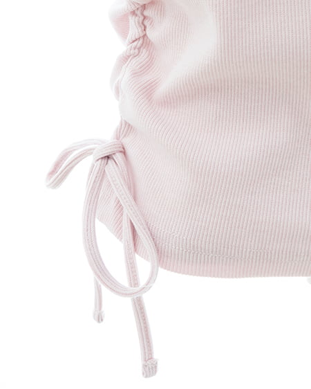 INGNI（イング） サイドギャザーリボンラインストーンロゴリブトップス ﾗｲﾄﾋﾟﾝｸ