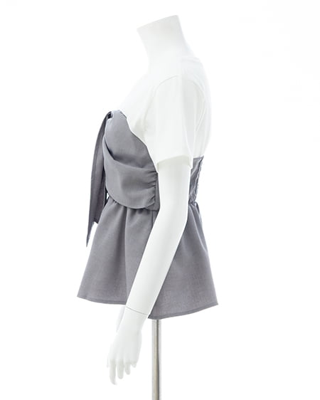 INGNI（イング） リボンドッキングトップス ｵﾌﾎﾜｲﾄ/ｸﾞﾚｰ