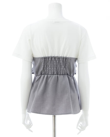 INGNI（イング） リボンドッキングトップス ｵﾌﾎﾜｲﾄ/ｸﾞﾚｰ