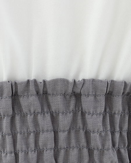 INGNI（イング） リボンドッキングトップス ｵﾌﾎﾜｲﾄ/ｸﾞﾚｰ