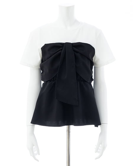 INGNI（イング） リボンドッキングトップス ｵﾌﾎﾜｲﾄ/ｸﾛ