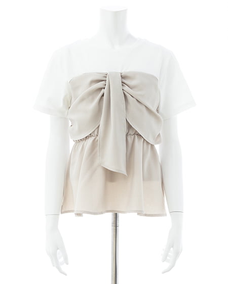 INGNI（イング） リボンドッキングトップス ｵﾌﾎﾜｲﾄ/ﾍﾞｰｼﾞｭ