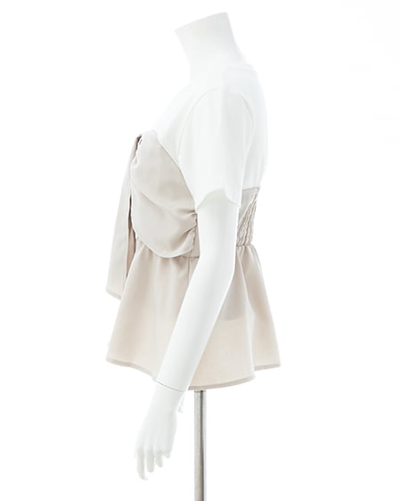 INGNI（イング） リボンドッキングトップス ｵﾌﾎﾜｲﾄ/ﾍﾞｰｼﾞｭ