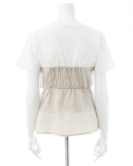 INGNI（イング） リボンドッキングトップス ｵﾌﾎﾜｲﾄ/ﾍﾞｰｼﾞｭ