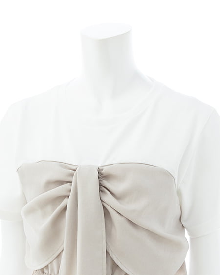 INGNI（イング） リボンドッキングトップス ｵﾌﾎﾜｲﾄ/ﾍﾞｰｼﾞｭ