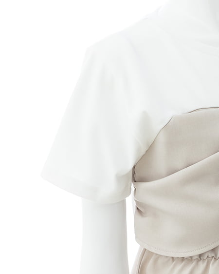 INGNI（イング） リボンドッキングトップス ｵﾌﾎﾜｲﾄ/ﾍﾞｰｼﾞｭ