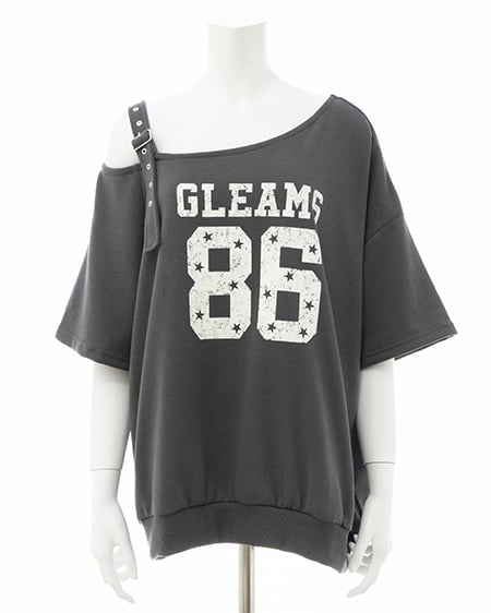 INGNI（イング） 肩ベルト付ナンバリングスウェットトップス ﾁｬｺｰﾙｸﾞﾚｰ