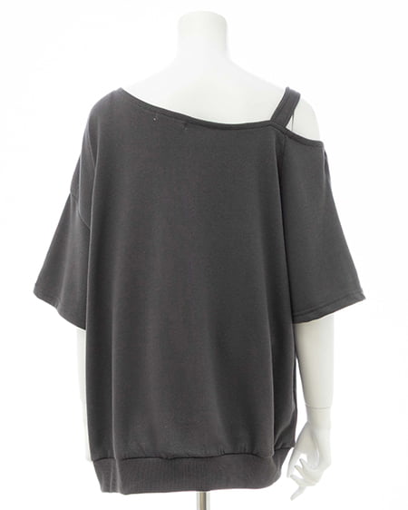 INGNI（イング） 肩ベルト付ナンバリングスウェットトップス ﾁｬｺｰﾙｸﾞﾚｰ