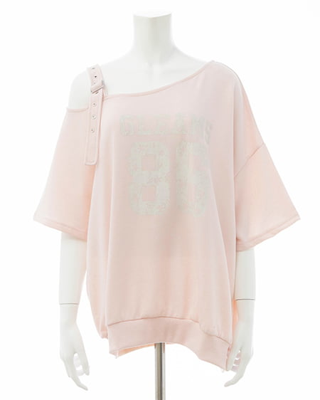 INGNI（イング） 肩ベルト付ナンバリングスウェットトップス ﾋﾟﾝｸ