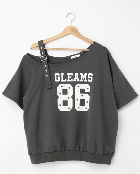 【4／22 2時までの限定価格】肩ベルト付ナンバリングスウェットトップス