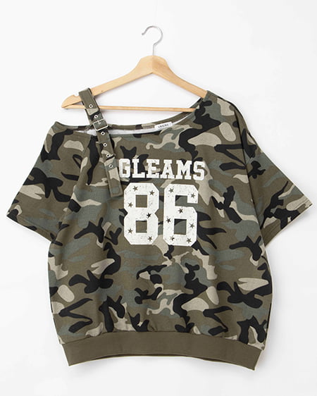 【4／22 2時までの限定価格】肩ベルト付ナンバリングスウェットトップス