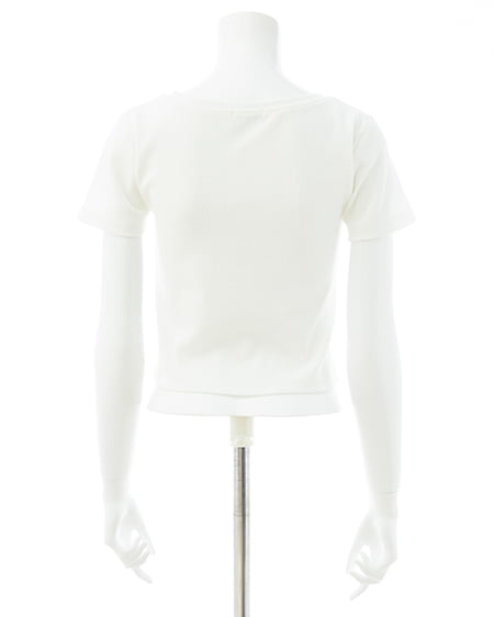 INGNI（イング） メタルロゴリブTシャツ ｵﾌﾎﾜｲﾄ