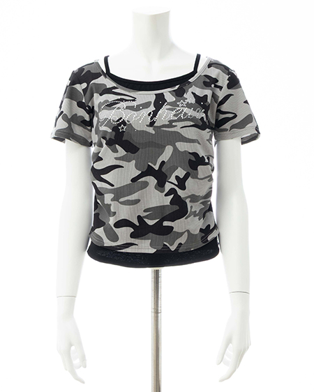 INGNI（イング） メイサイレイヤードラインストーンロゴトップス ｸﾞﾚｰ/ｸﾛ