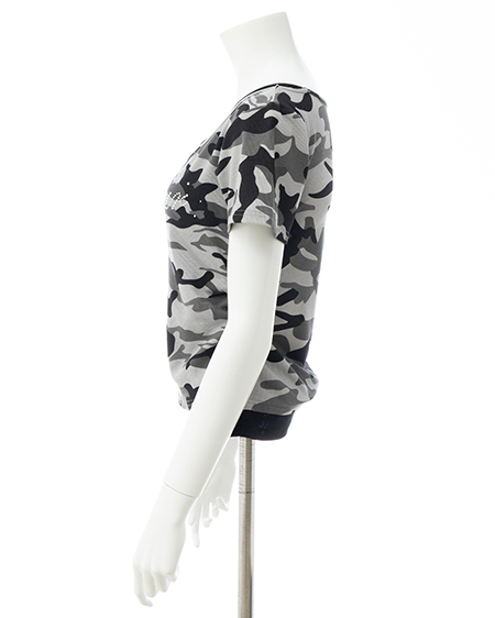 INGNI（イング） メイサイレイヤードラインストーンロゴトップス ｸﾞﾚｰ/ｸﾛ