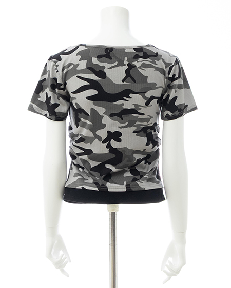 INGNI（イング） メイサイレイヤードラインストーンロゴトップス ｸﾞﾚｰ/ｸﾛ