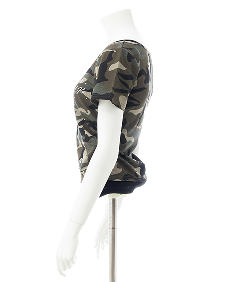 INGNI（イング） メイサイレイヤードラインストーンロゴトップス ｶｰｷ/ｸﾛ