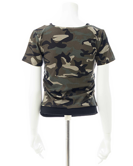 INGNI（イング） メイサイレイヤードラインストーンロゴトップス ｶｰｷ/ｸﾛ