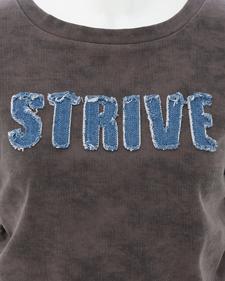 INGNI（イング） ムラ染めデニムロゴサイドギャザーTシャツ ｶｰｷ