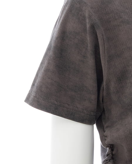 INGNI（イング） ムラ染めデニムロゴサイドギャザーTシャツ ｶｰｷ