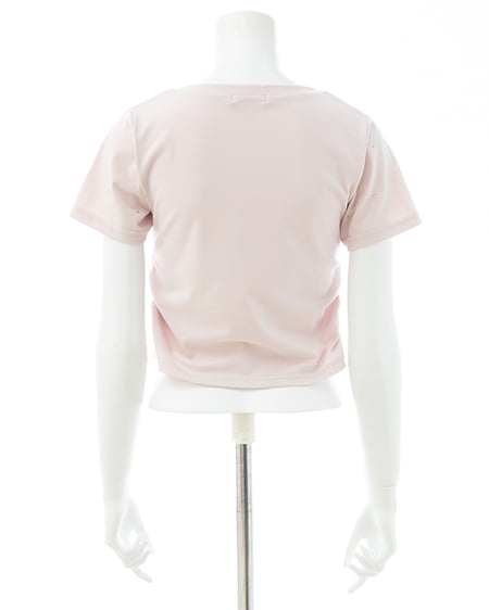 INGNI（イング） ラインストーン飛ばしロゴサイドギャザーTシャツ ﾗｲﾄﾋﾟﾝｸ