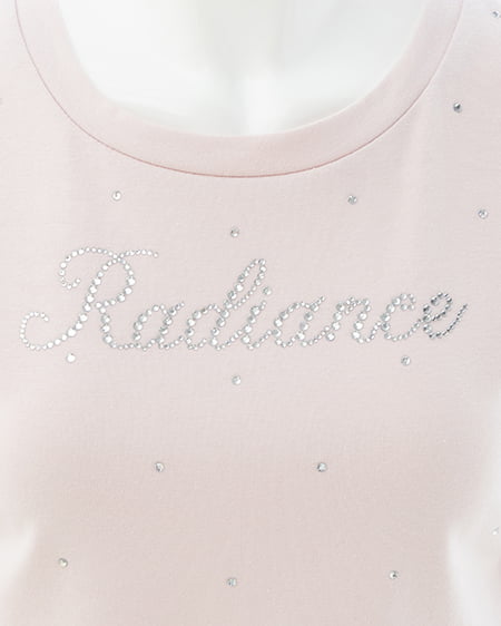 INGNI（イング） ラインストーン飛ばしロゴサイドギャザーTシャツ ﾗｲﾄﾋﾟﾝｸ