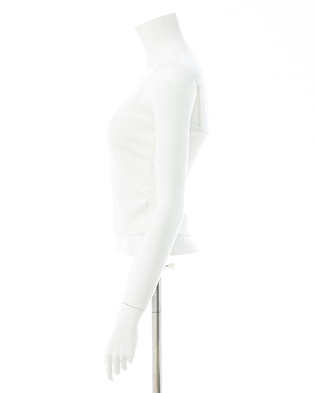 INGNI（イング） ラインストーンロゴサイドギャザーベアリブキャミ ｵﾌﾎﾜｲﾄ